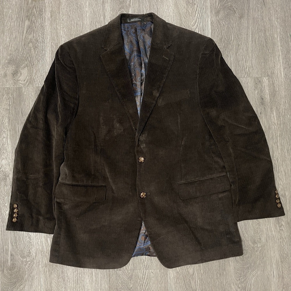 Lauren Ralph Lauren Blazer Mens 42R Brown Corduroy Sport Coat Paisley Western
